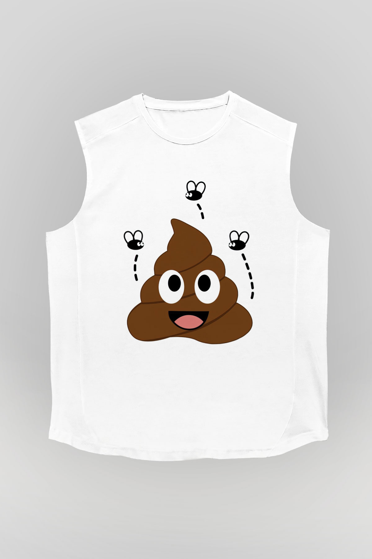 Emoji Baskılı Unisex Beyaz  Kolsuz Tişört