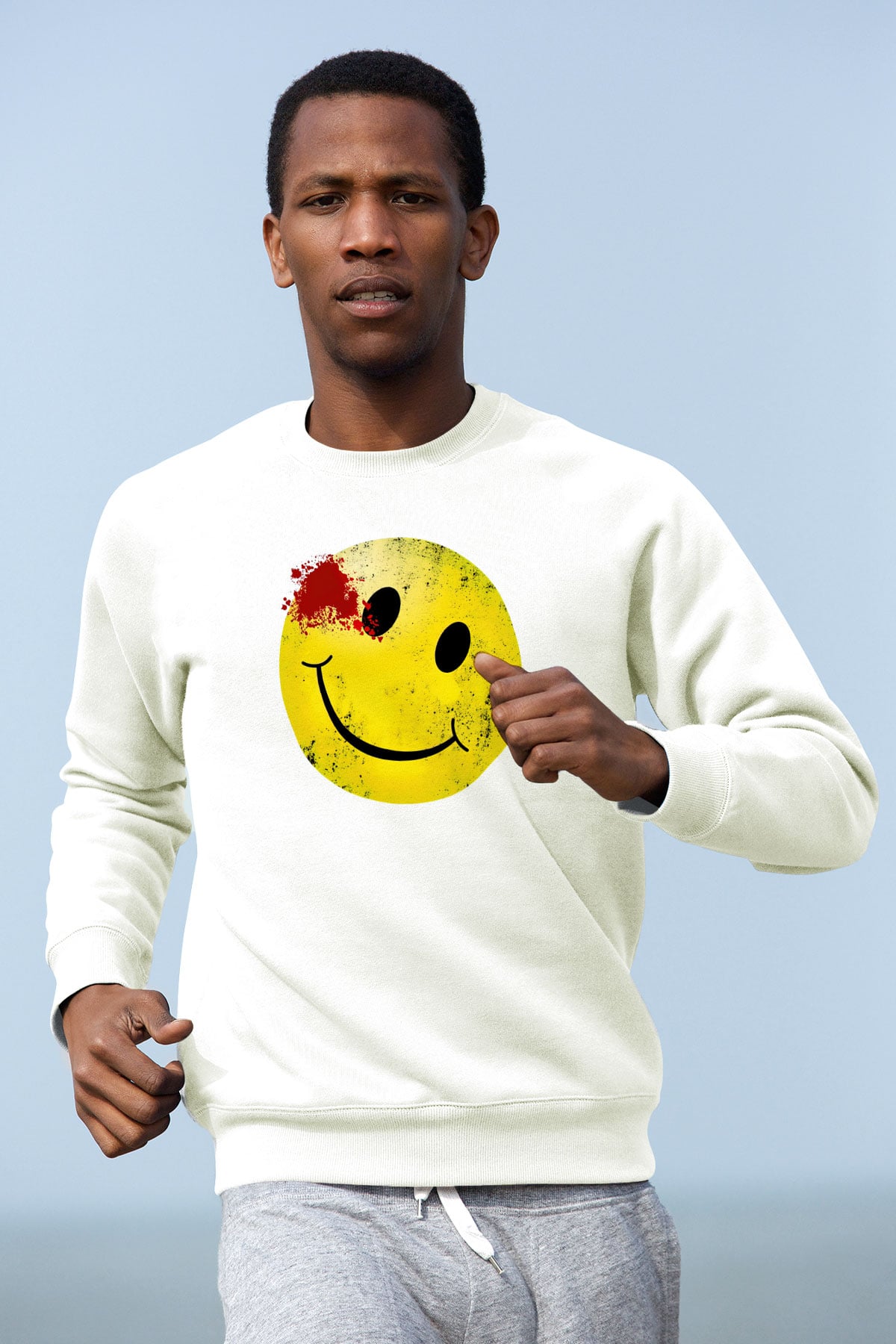 Emoji Baskılı Unisex Beyaz  Sweatshirt