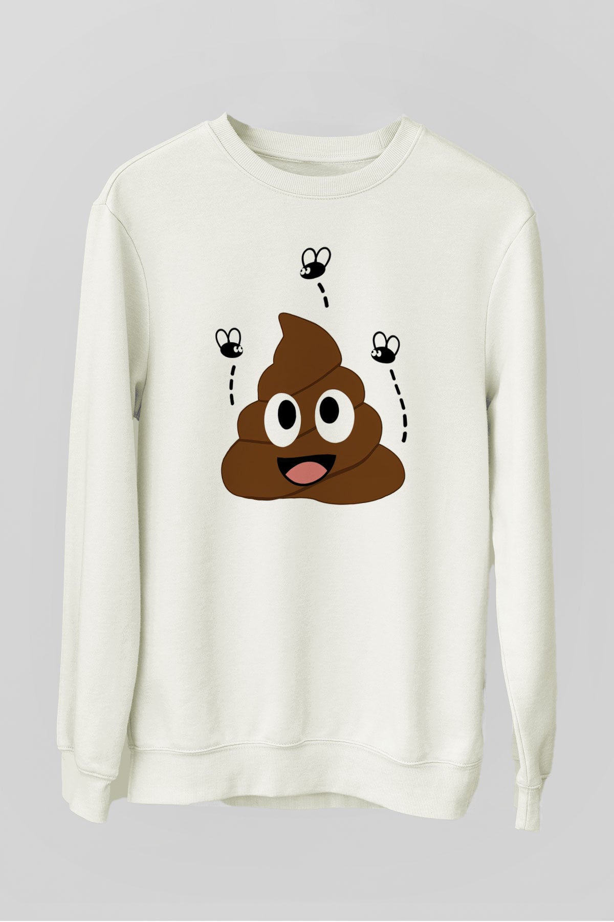 Emoji Baskılı Unisex Beyaz  Sweatshirt