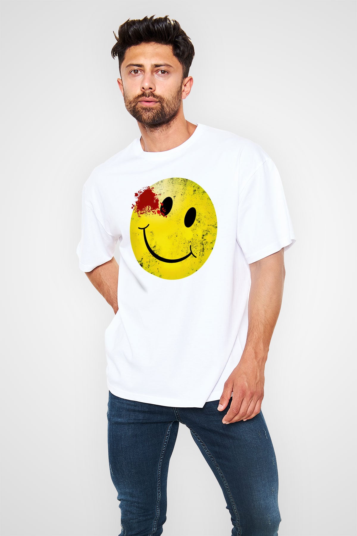 Emoji Baskılı Unisex Beyaz Tişört
