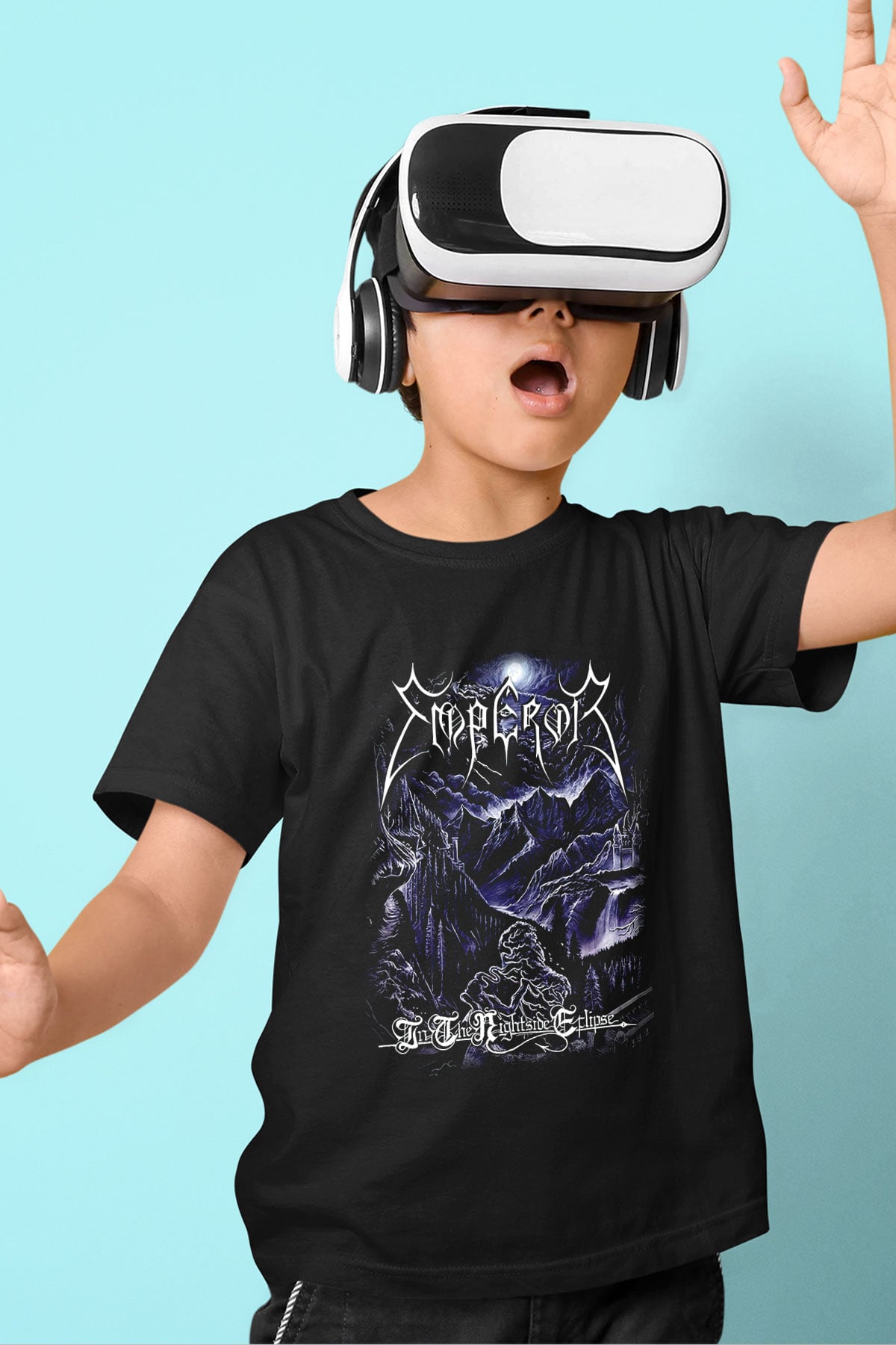 Emperor Baskılı Siyah Unisex Çocuk Tişört