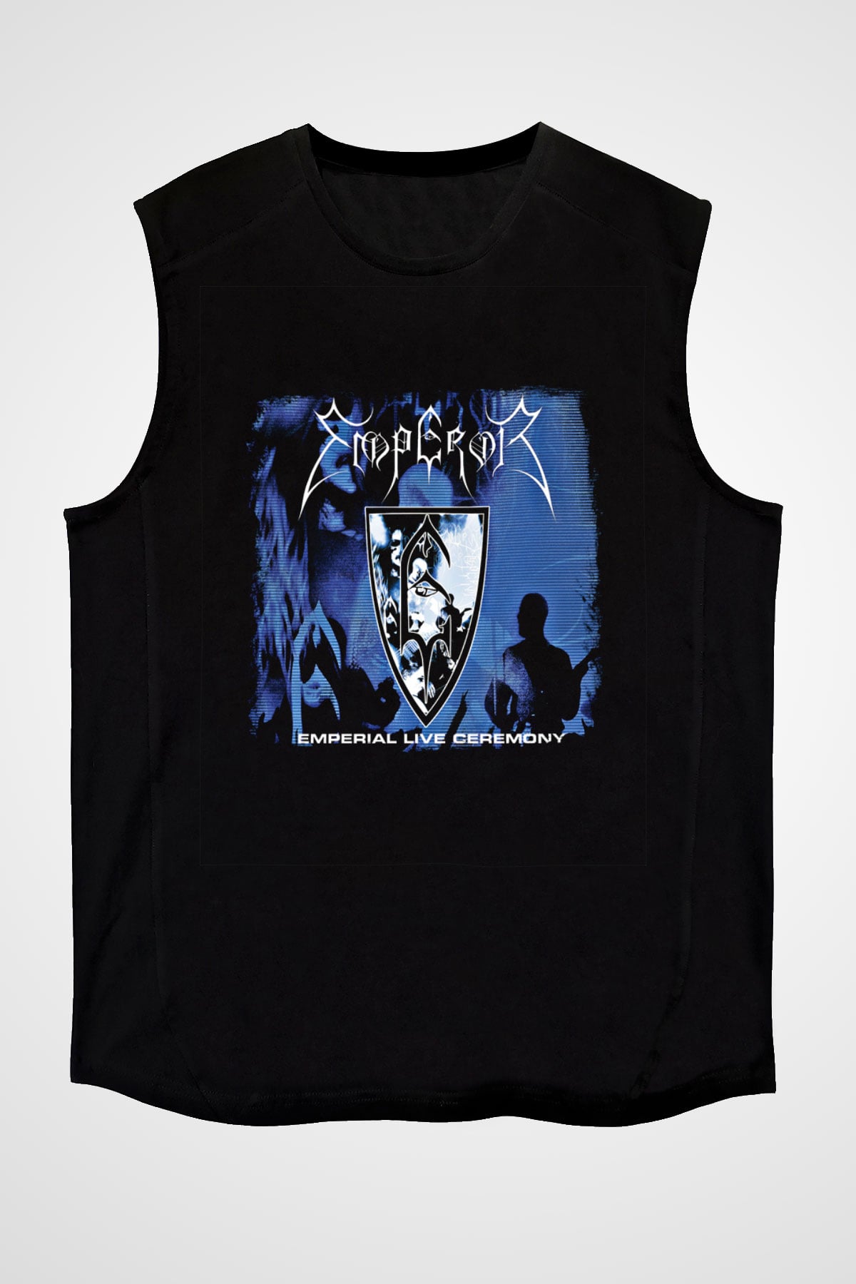 Emperor Baskılı Unisex Siyah Kolsuz Tişört