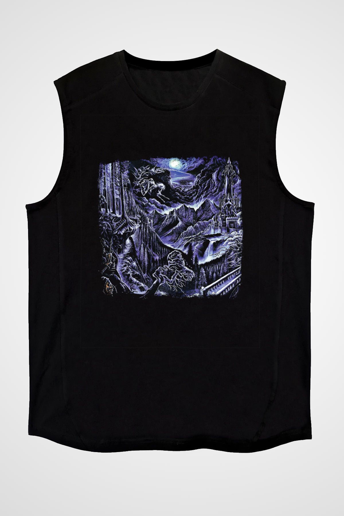Emperor Baskılı Unisex Siyah Kolsuz Tişört