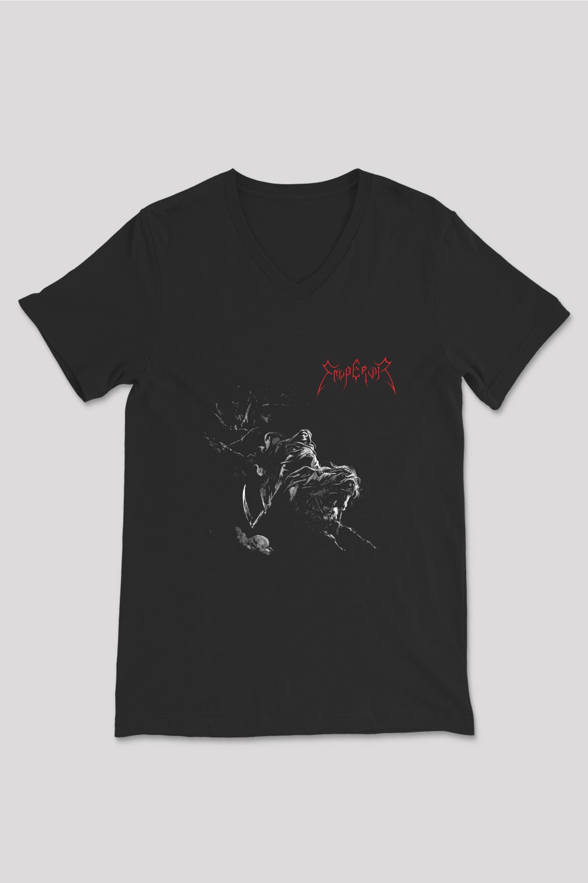 Emperor Baskılı Unisex Siyah V Yaka Tişört