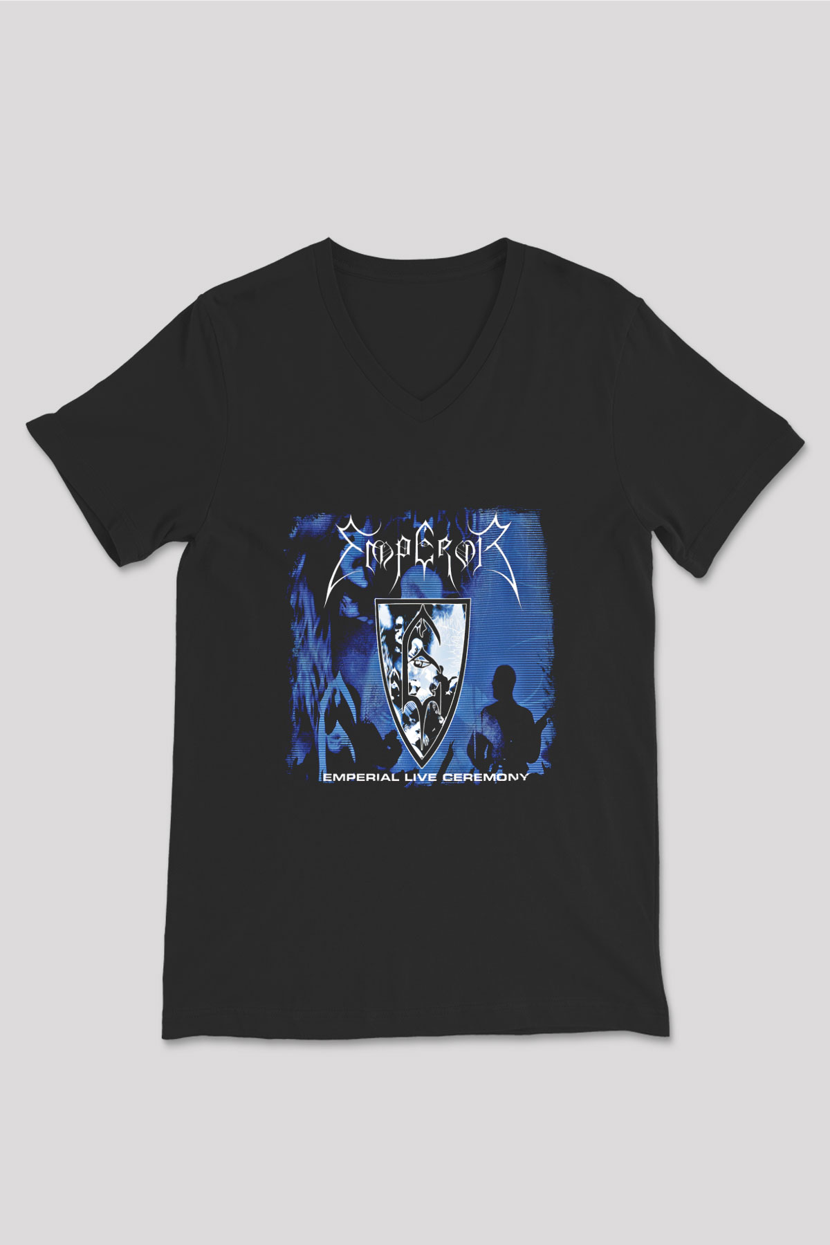 Emperor Baskılı Unisex Siyah V Yaka Tişört