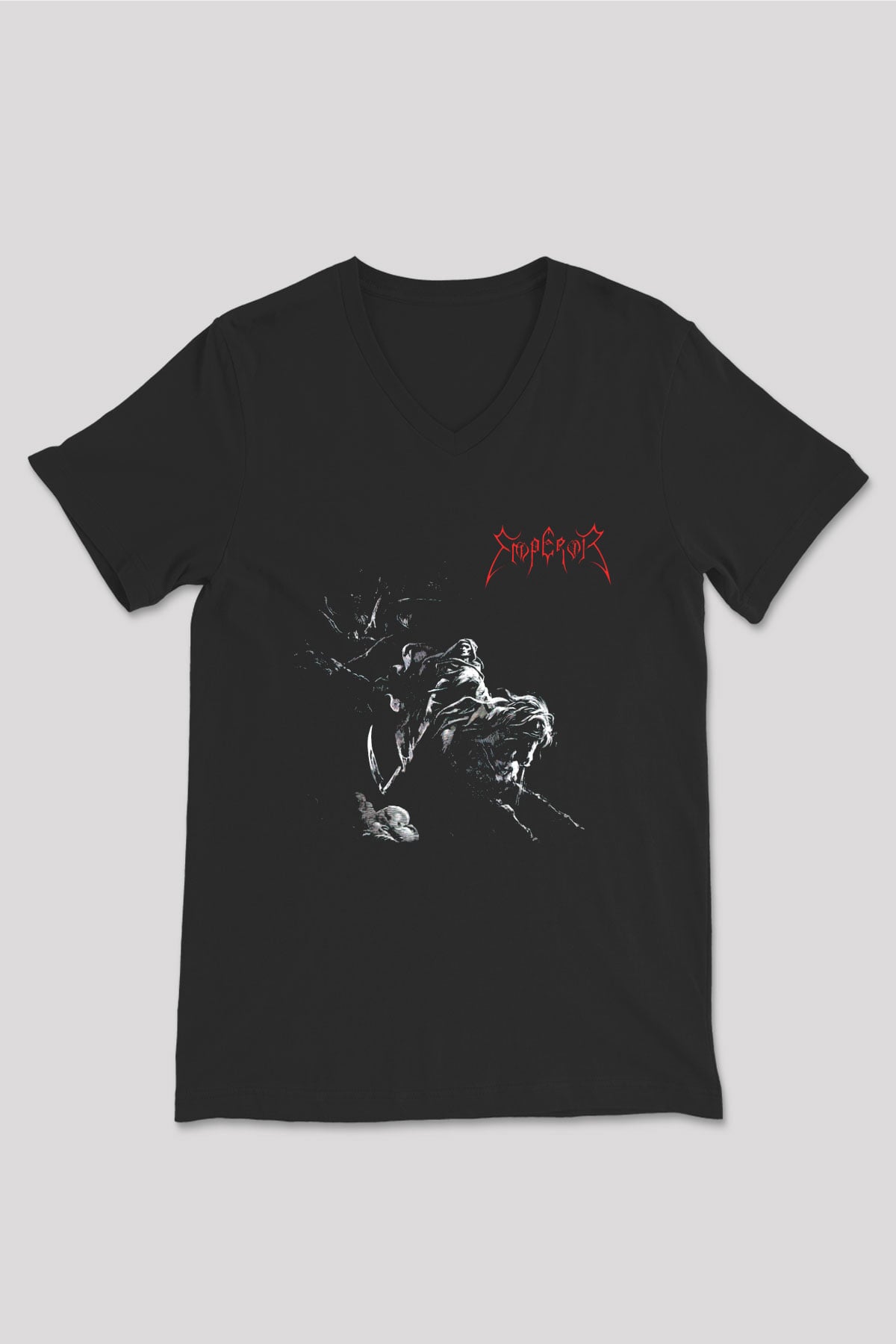Emperor Siyah Unisex V Yaka Tişört