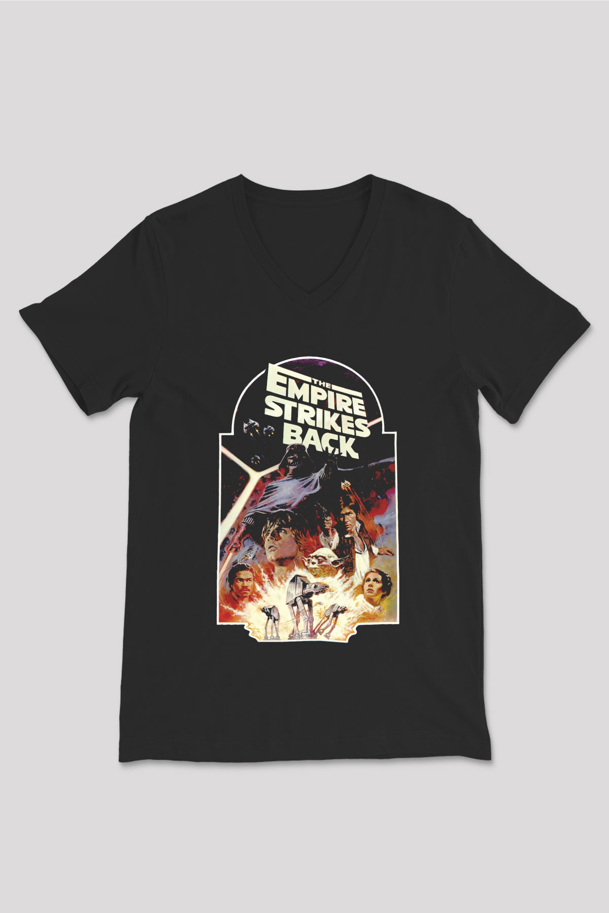 Empire Strikes Back Siyah Unisex  V Yaka Tişört