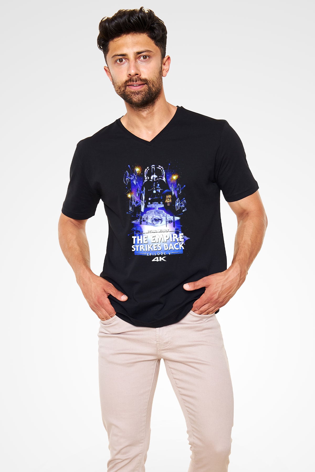 Empire Strikes Back Siyah Unisex  V Yaka Tişört