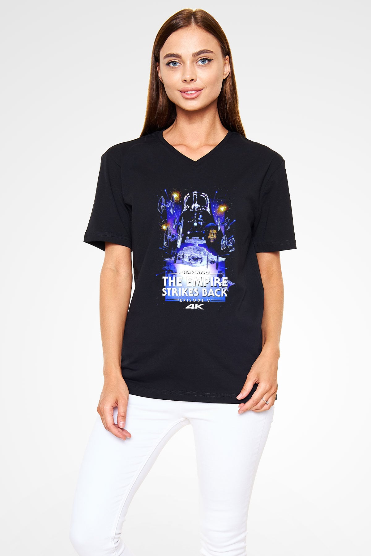 Empire Strikes Back Siyah Unisex  V Yaka Tişört
