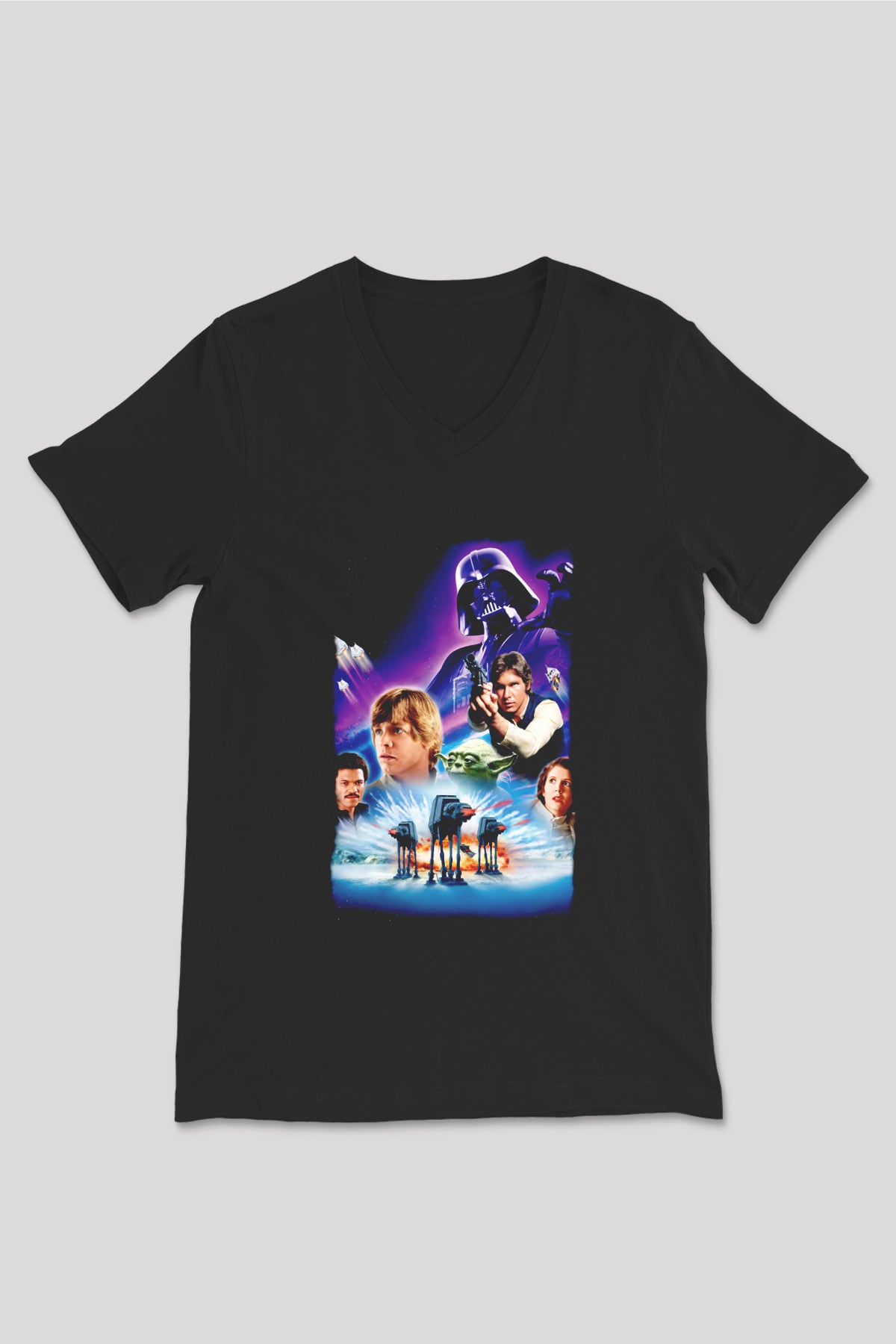 Empire Strikes Back Siyah Unisex  V Yaka Tişört
