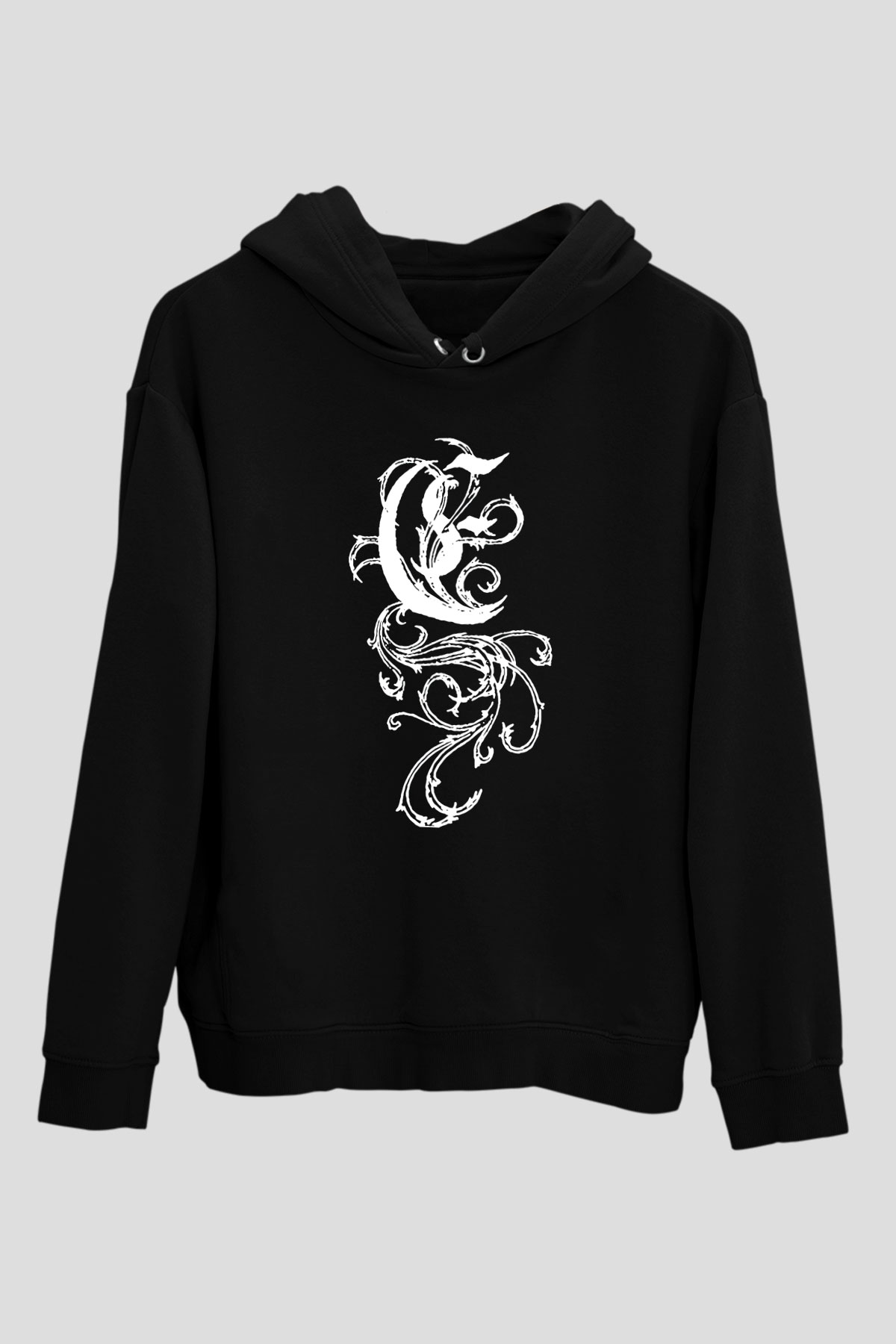 Empyrium Baskılı Unisex Siyah Kapüşonlu Sweatshirt