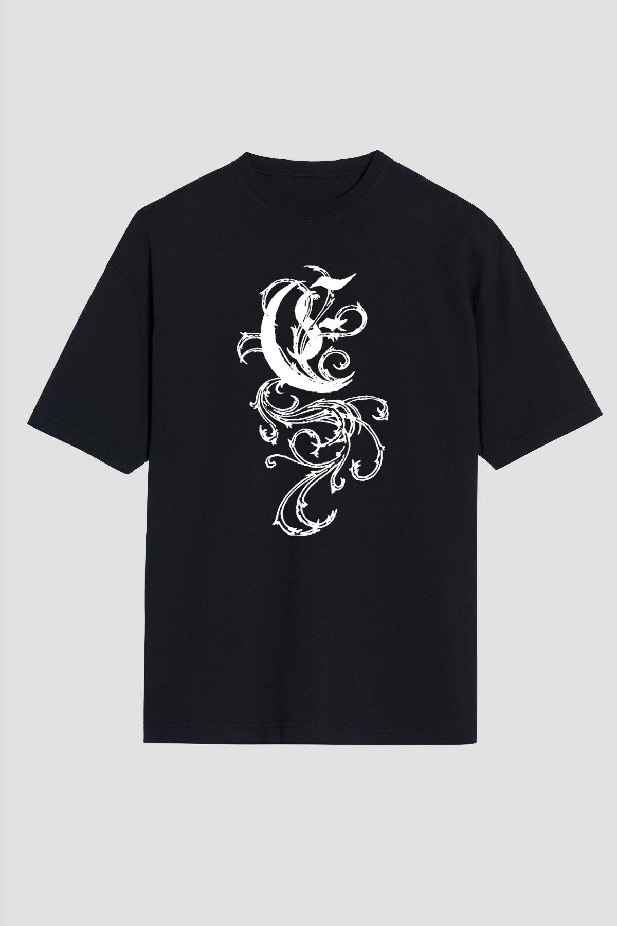 Empyrium Baskılı Unisex Siyah Oversize Tişört - Tshirt