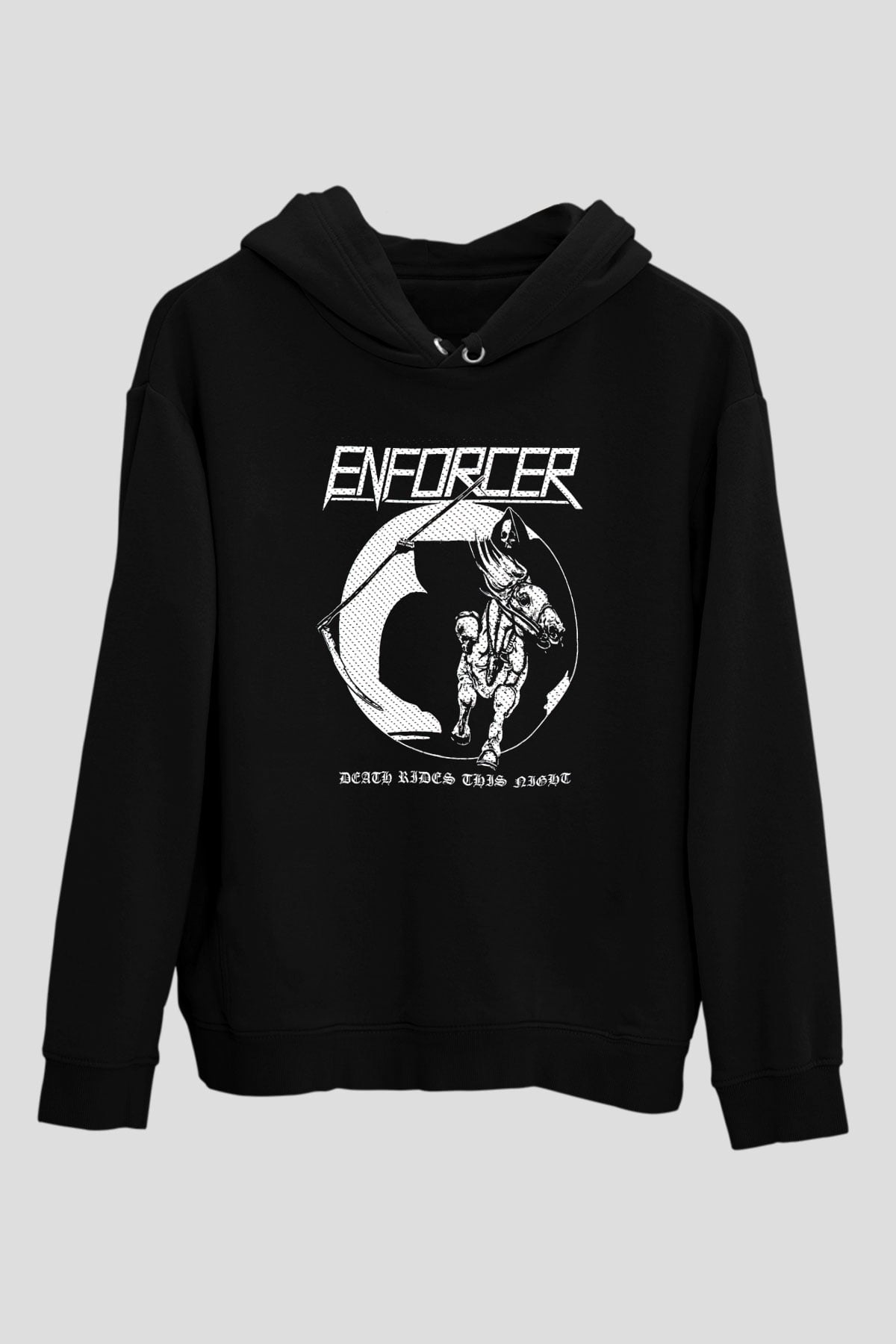 Enforcer Baskılı Unisex Siyah Kapüşonlu Sweatshirt