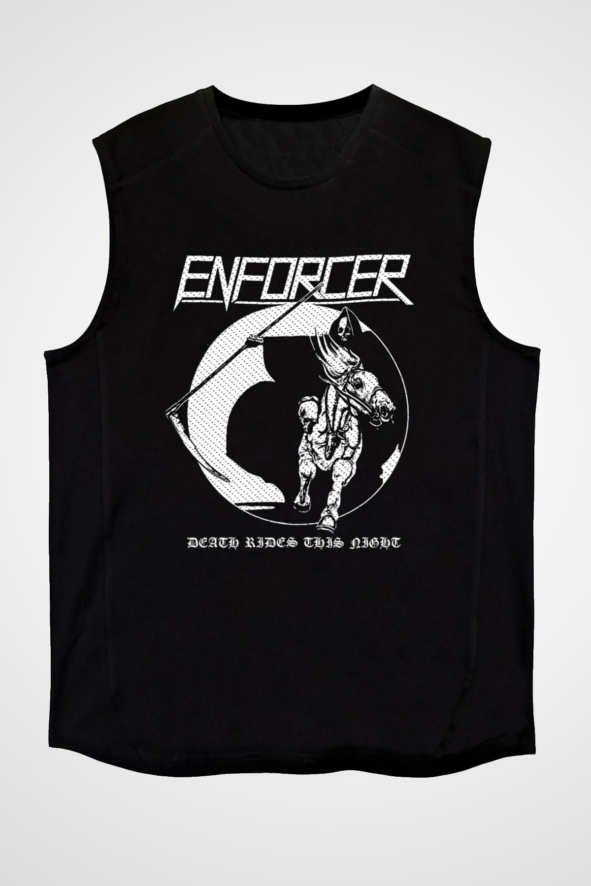 Enforcer Baskılı Unisex Siyah Kolsuz Tişört - Tshirt