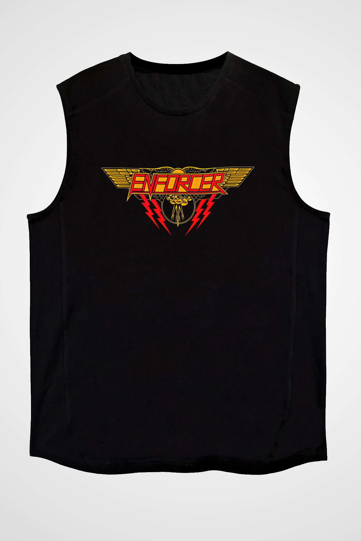 Enforcer Baskılı Unisex Siyah Kolsuz Tişört - Tshirt