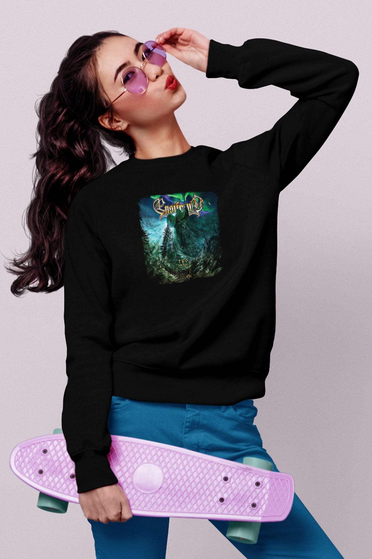 Ensiferum Baskılı Unisex Siyah Sweatshirt