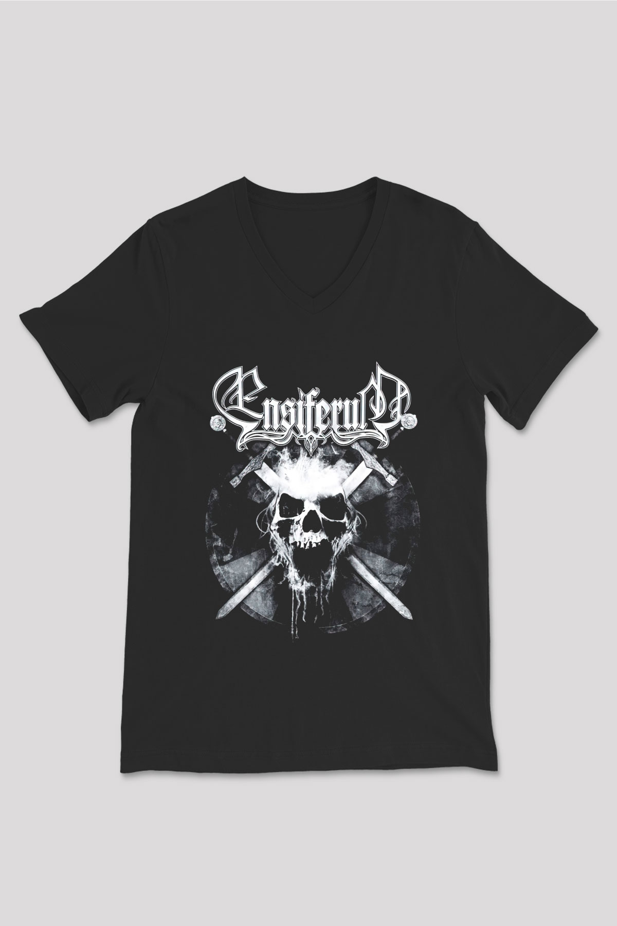 Ensiferum Siyah Unisex V Yaka Tişört T-Shirt