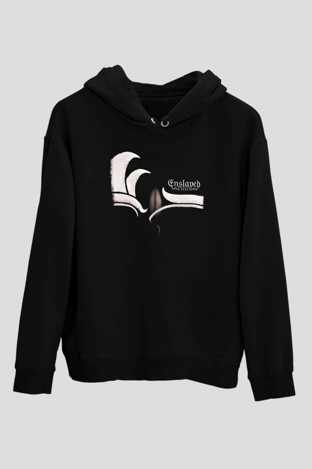 Enslaved Baskılı Unisex Siyah Hoodie