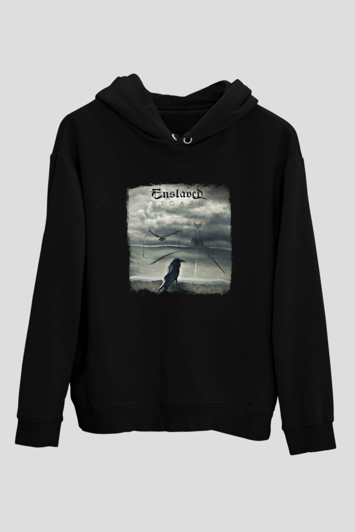 Enslaved Baskılı Unisex Siyah Hoodie
