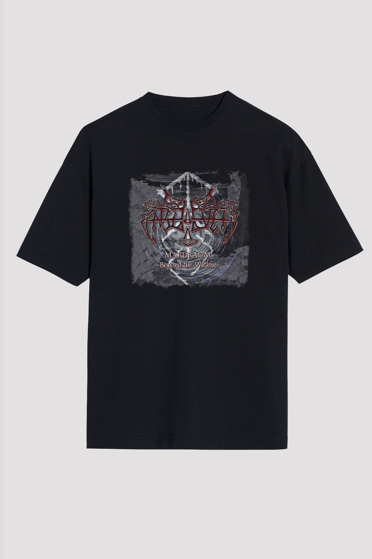 Enslaved Baskılı Unisex Siyah Oversize Tişört