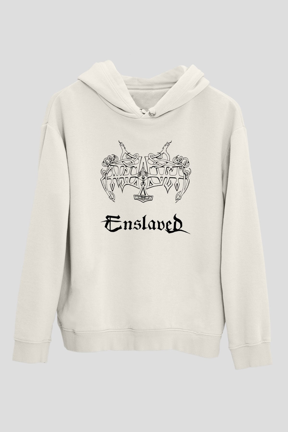 Enslaved Beyaz Unisex Kapşonlu Sweatshirt