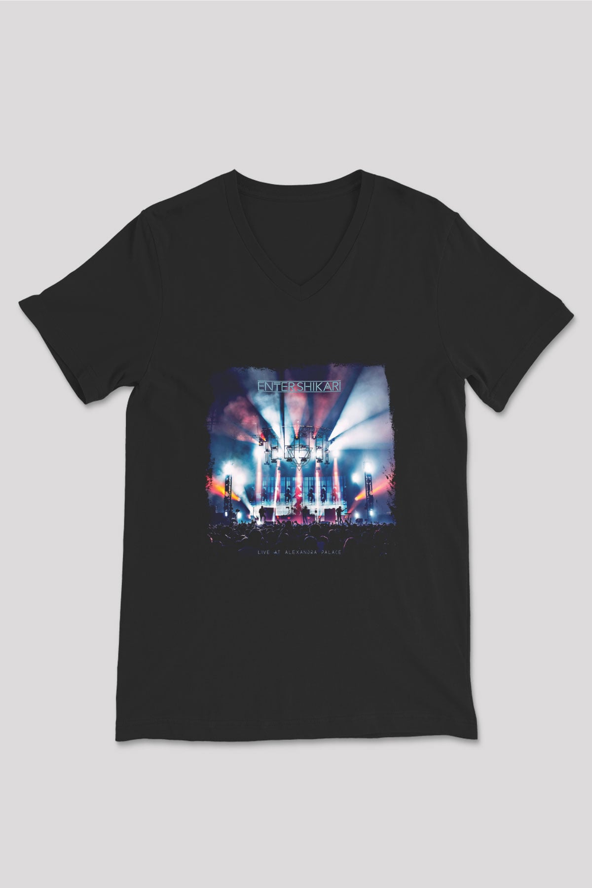Enter Shikari Baskılı Unisex Siyah V Yaka Tişört