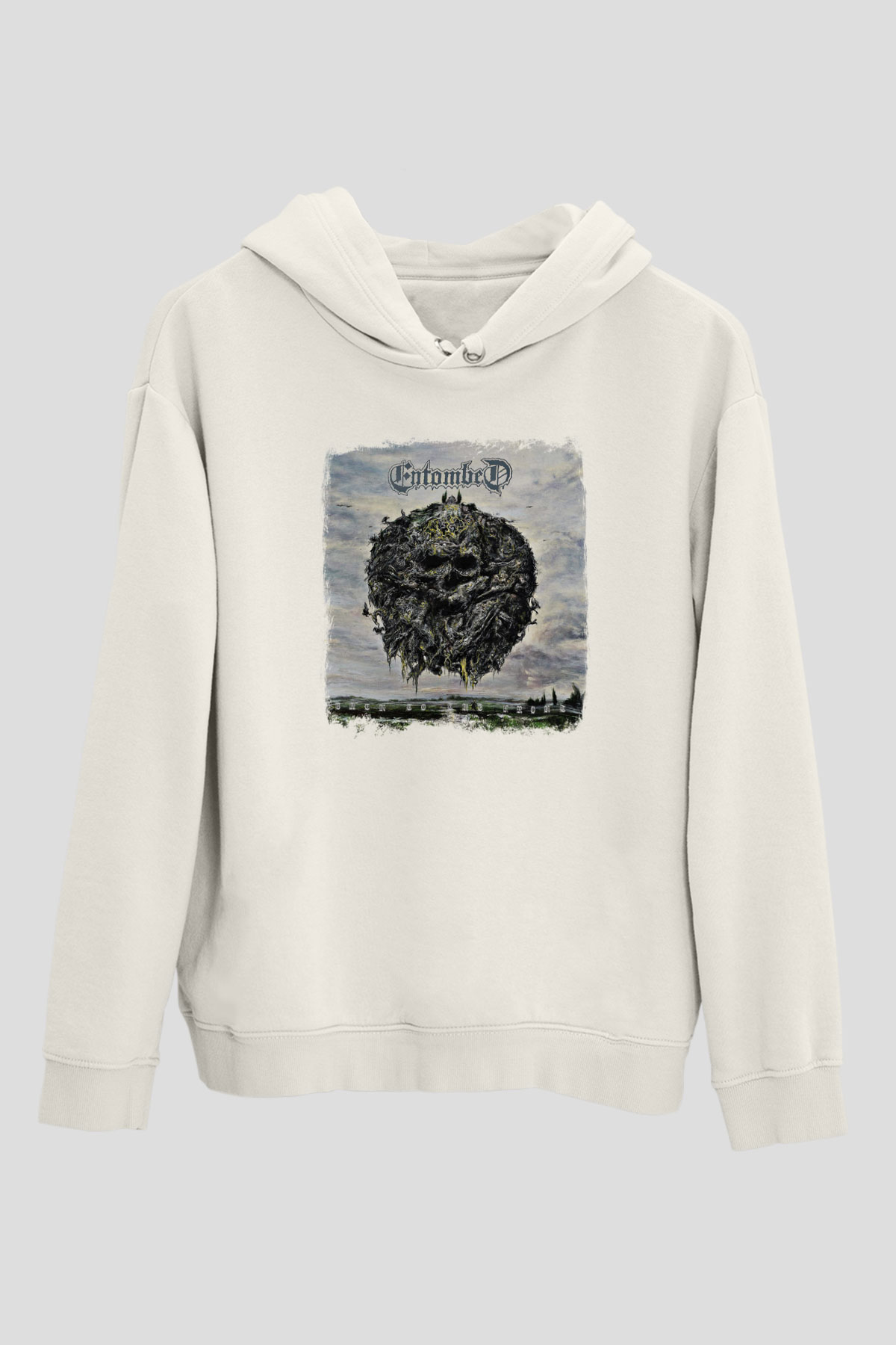 Entombed Baskılı Unisex Beyaz Hoodie