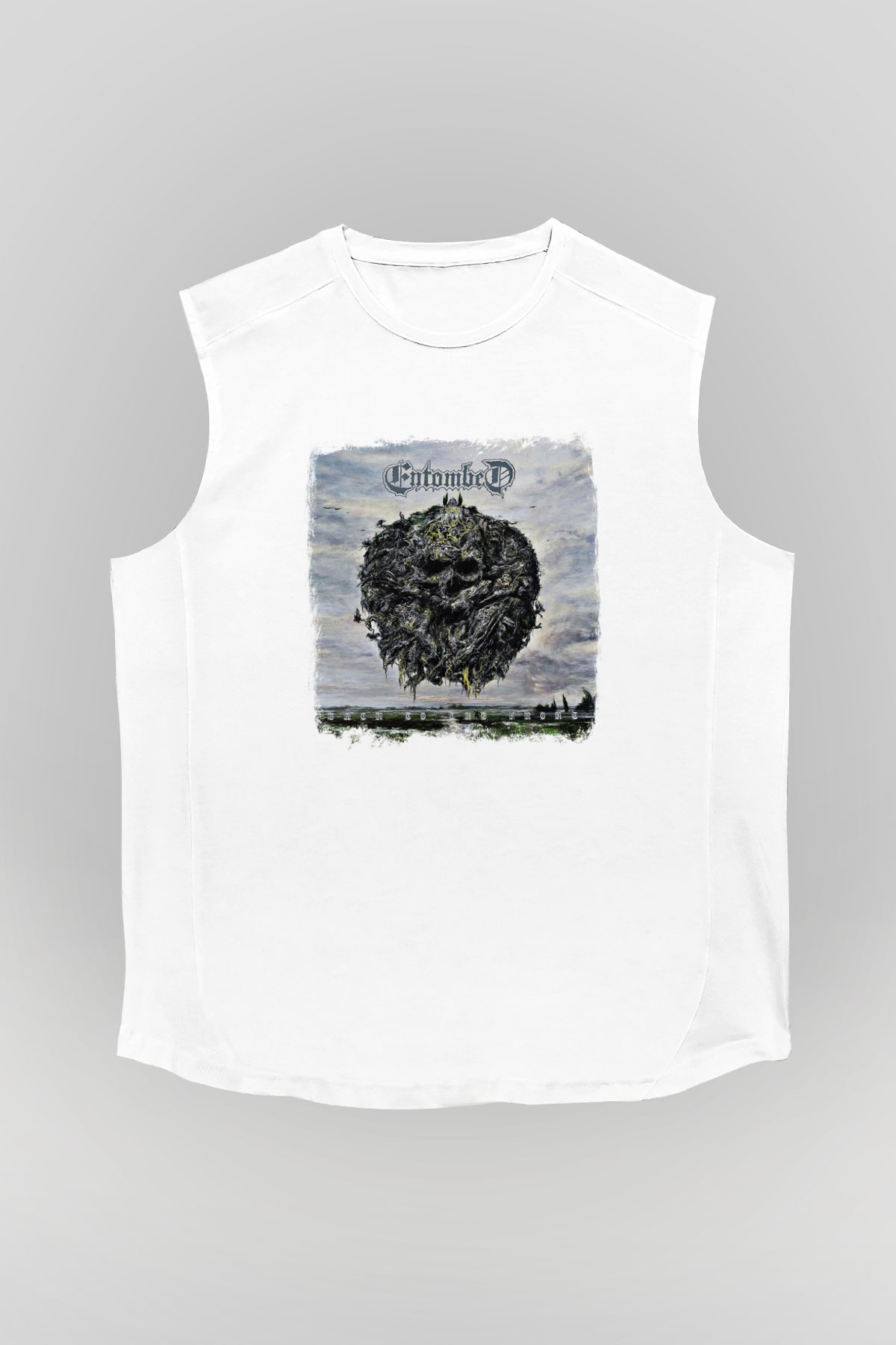 Entombed Baskılı Unisex Beyaz Kolsuz Tişört