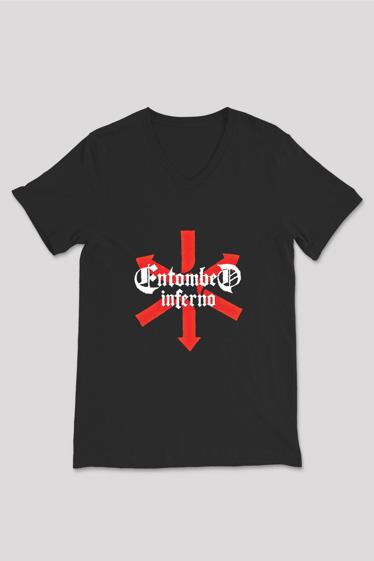 Entombed Baskılı Unisex Siyah V Yaka Tişört