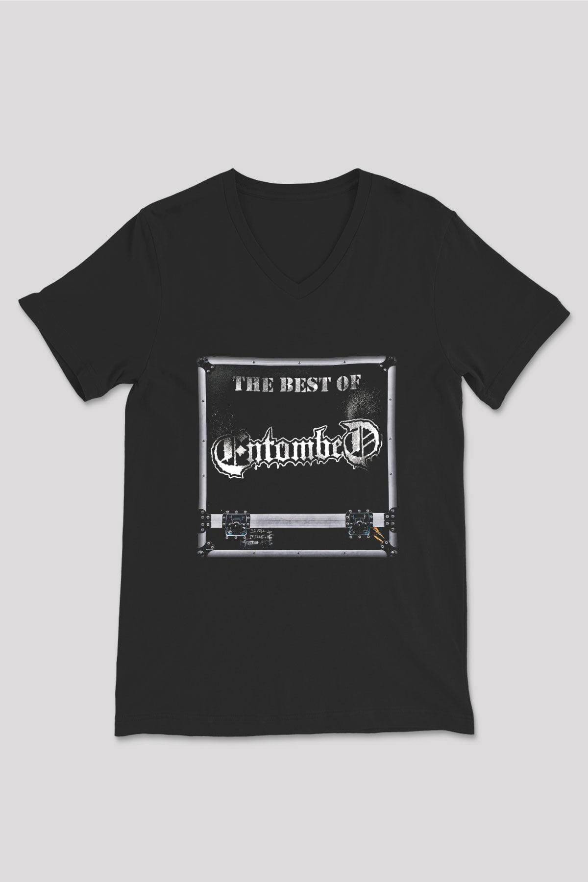 Entombed Baskılı Unisex Siyah V Yaka Tişört