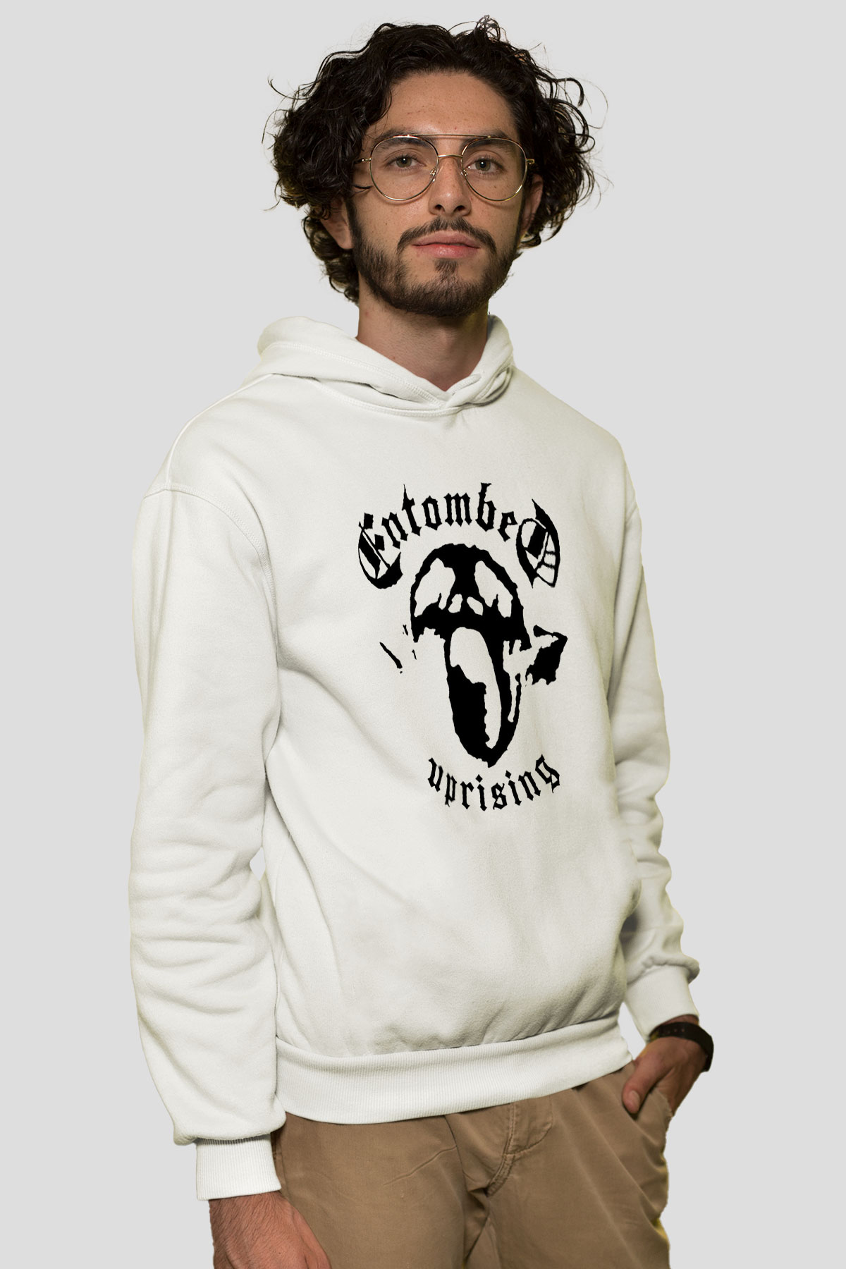 Entombed Beyaz Unisex Kapşonlu Sweatshirt