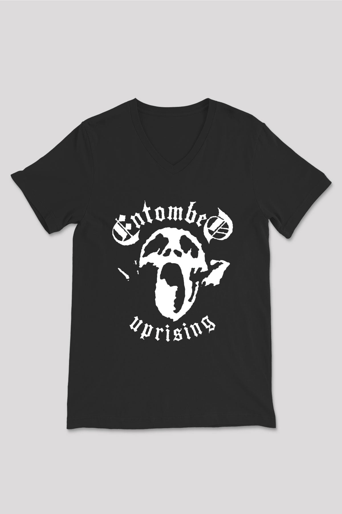 Entombed Siyah Unisex V Yaka Tişört T-Shirt