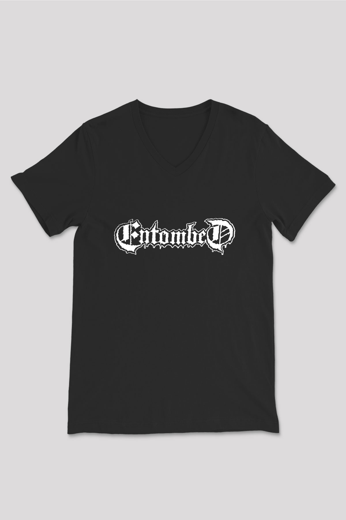 Entombed Siyah Unisex V Yaka Tişört T-Shirt