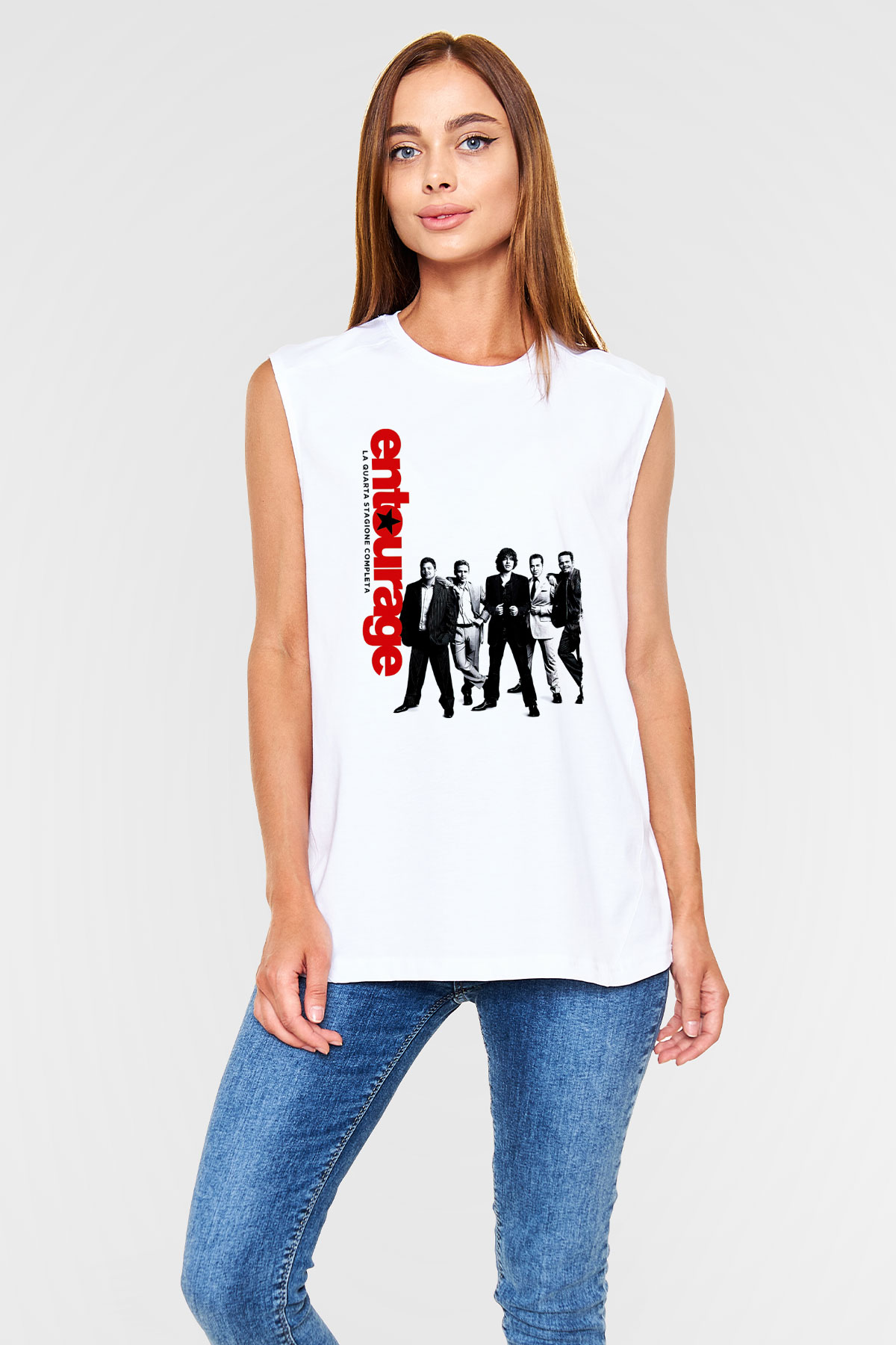 Entourage Beyaz Unisex Kolsuz Tişört