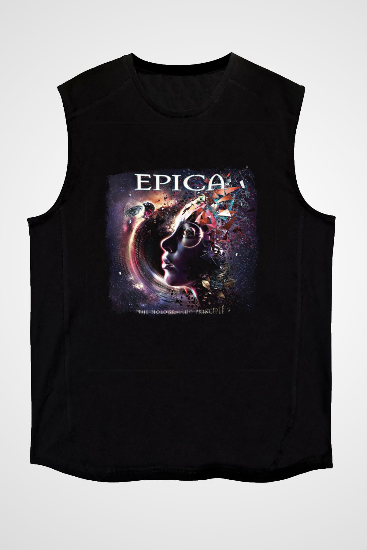 Epica Baskılı Unisex Siyah Kolsuz Tişört