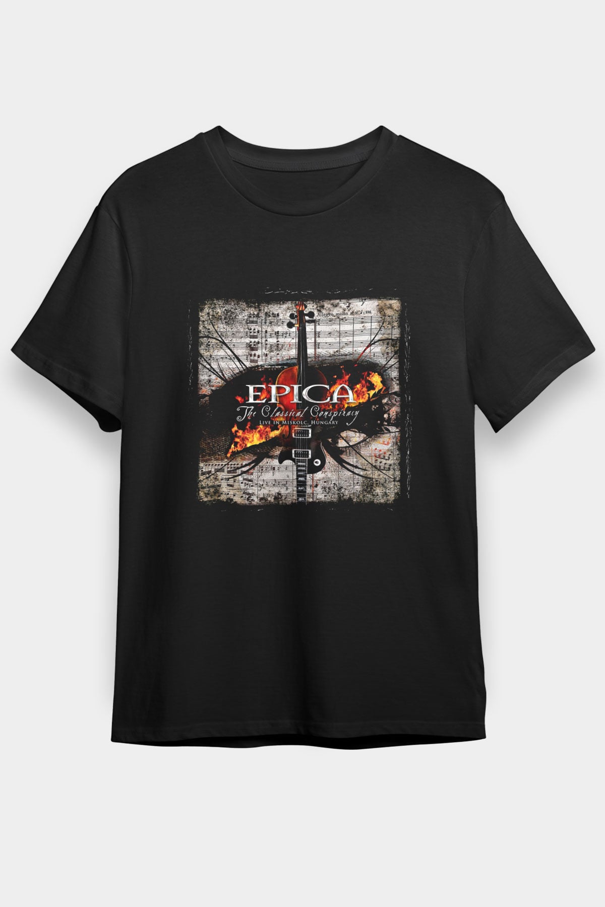 Epica Baskılı Unisex Siyah Tişört