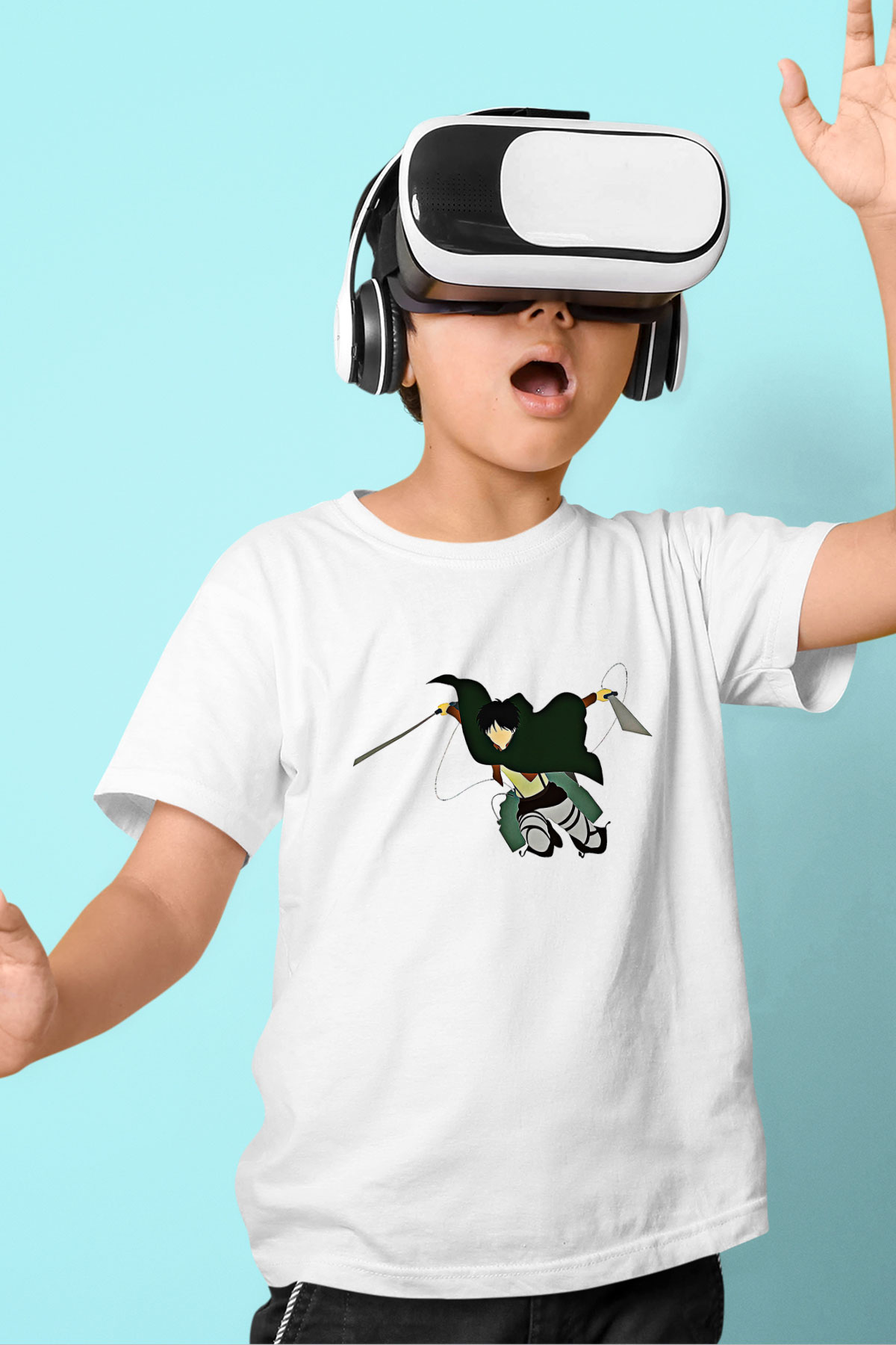 Eren Jaeger Baskılı Beyaz Unisex Beyaz Çocuk Tişört - Tshirt