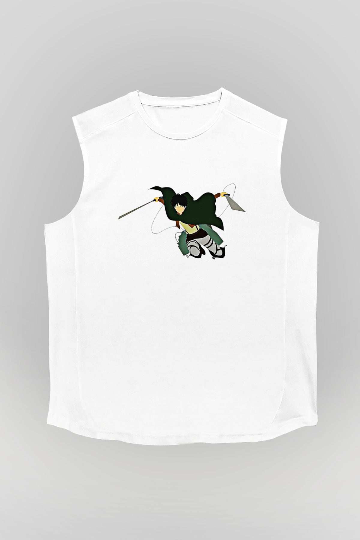 Eren Jaeger Baskılı Beyaz Unisex Kolsuz Tişört - Tshirt