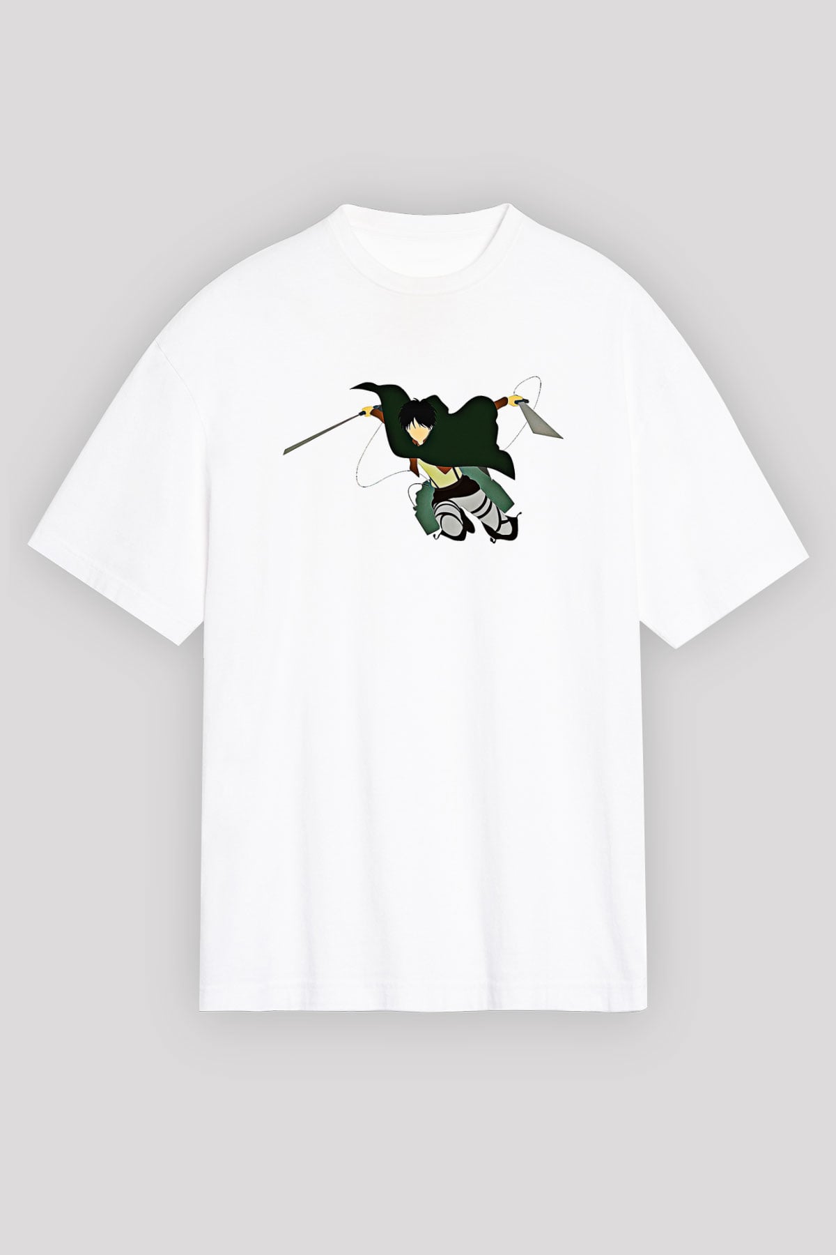 Eren Jaeger Baskılı Beyaz Unisex Oversize Tişört - Tshirt