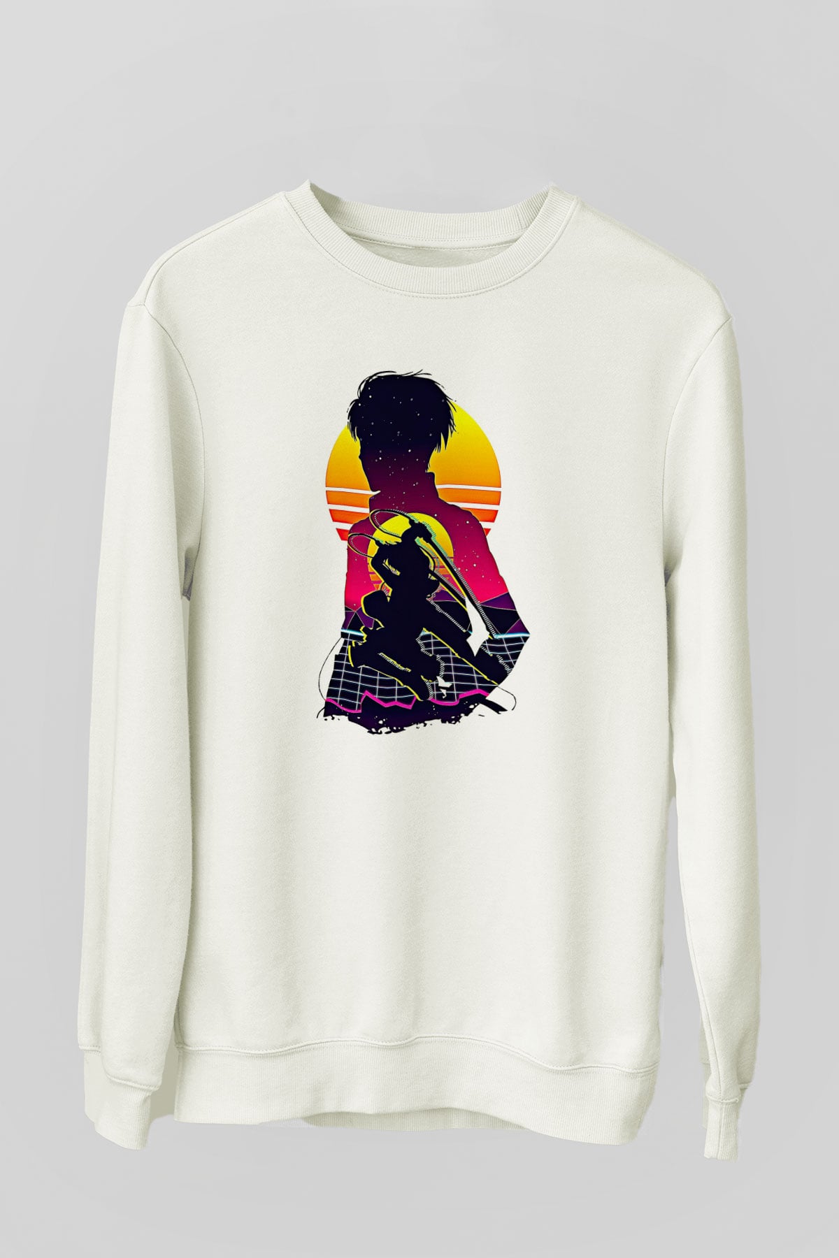 Eren Jaeger Baskılı Beyaz Unisex Sweatshirt