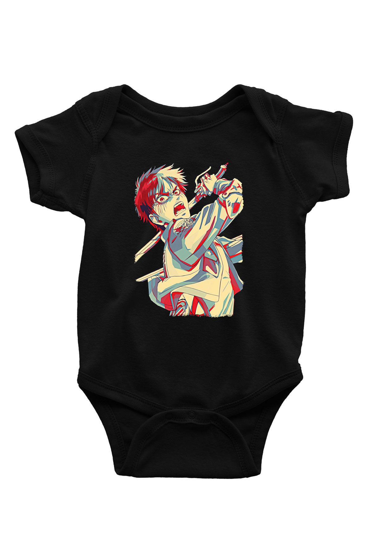 Eren Jaeger Baskılı Unisex Siyah Bebek Body - Zıbın