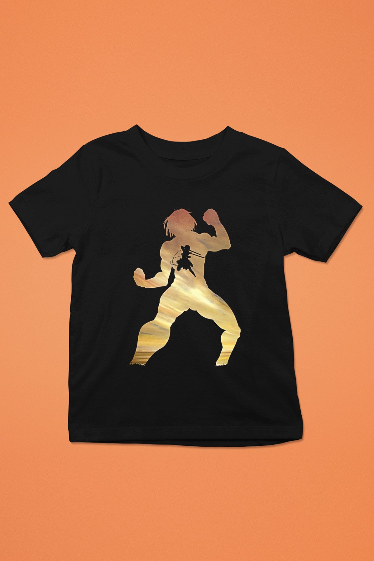 Eren Jaeger Baskılı Unisex Siyah Çocuk Tişört - Tshirt