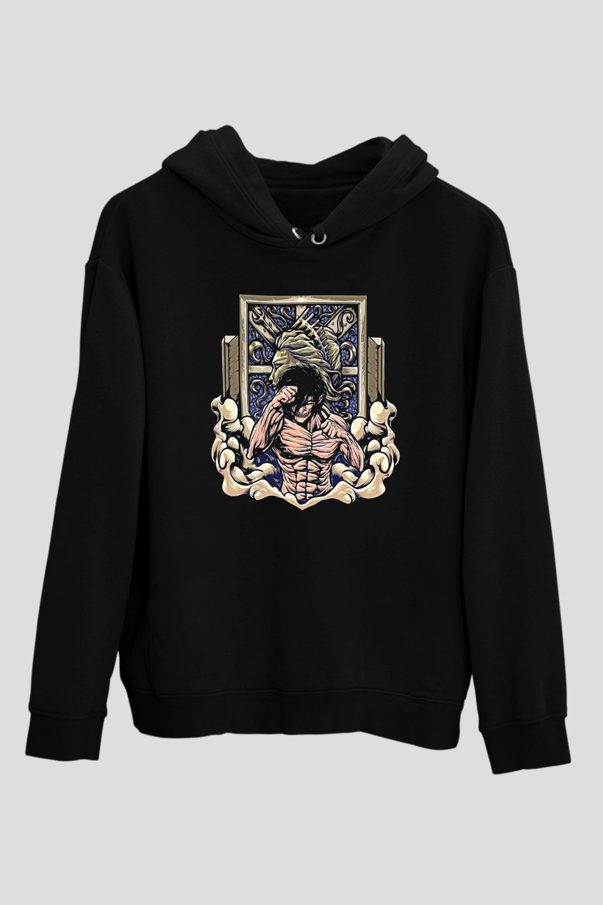 Eren Jaeger Baskılı Unisex Siyah Hoodie