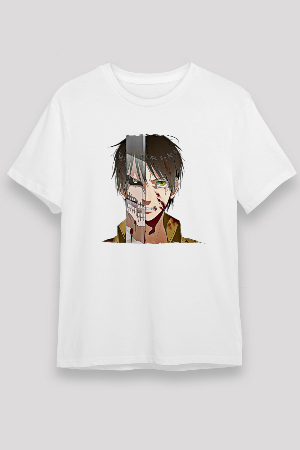 Eren Jaeger Unisex Baskılı Beyaz Tişört - Tshirt