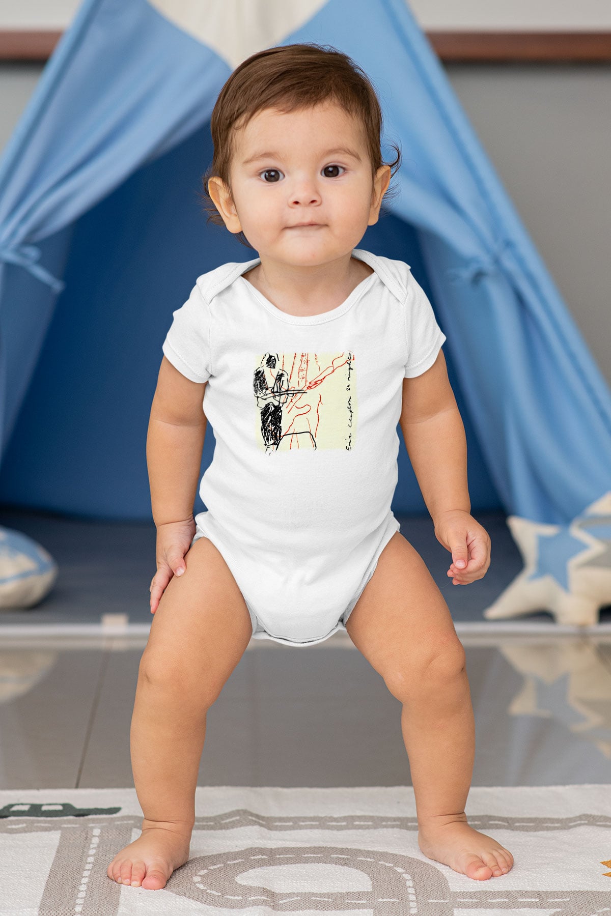 Eric Clapton Baskılı Unisex Beyaz Bebek Body - Zıbın