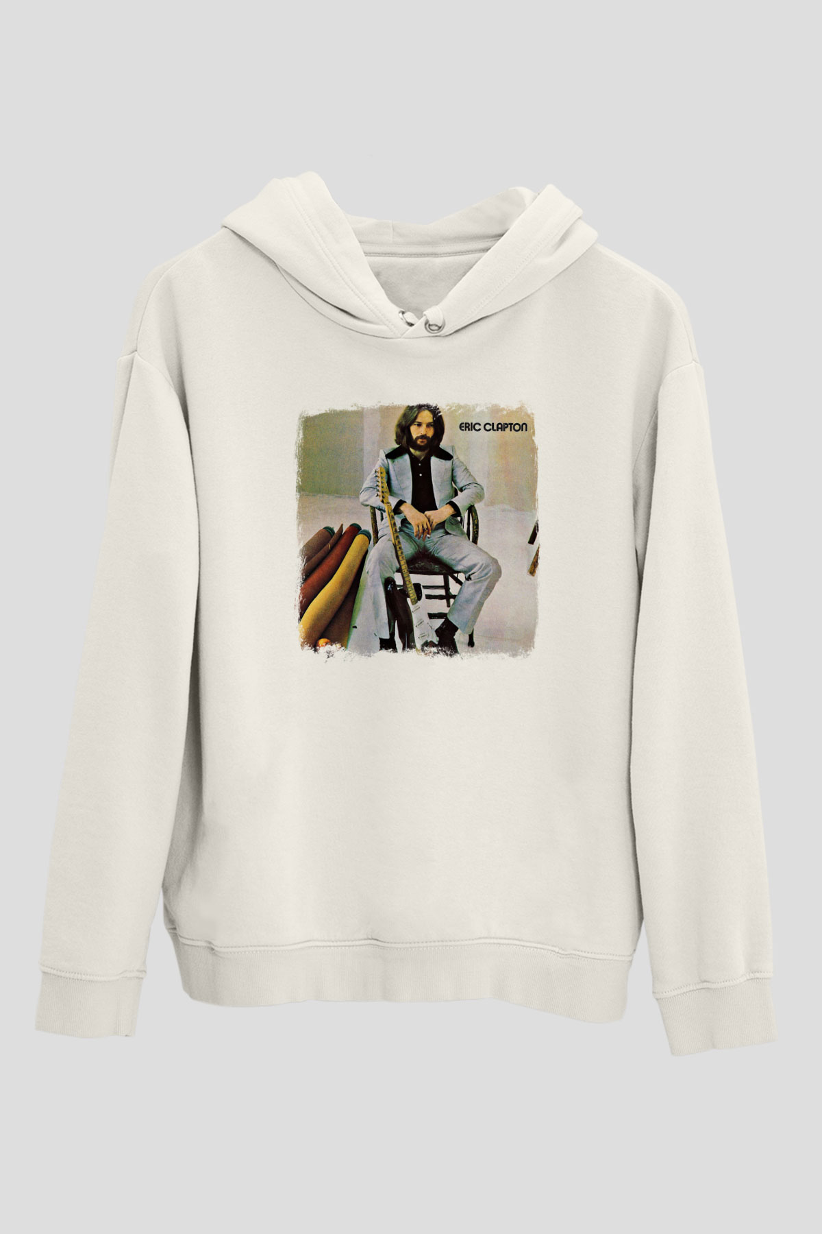 Eric Clapton Baskılı Unisex Beyaz Hoodie