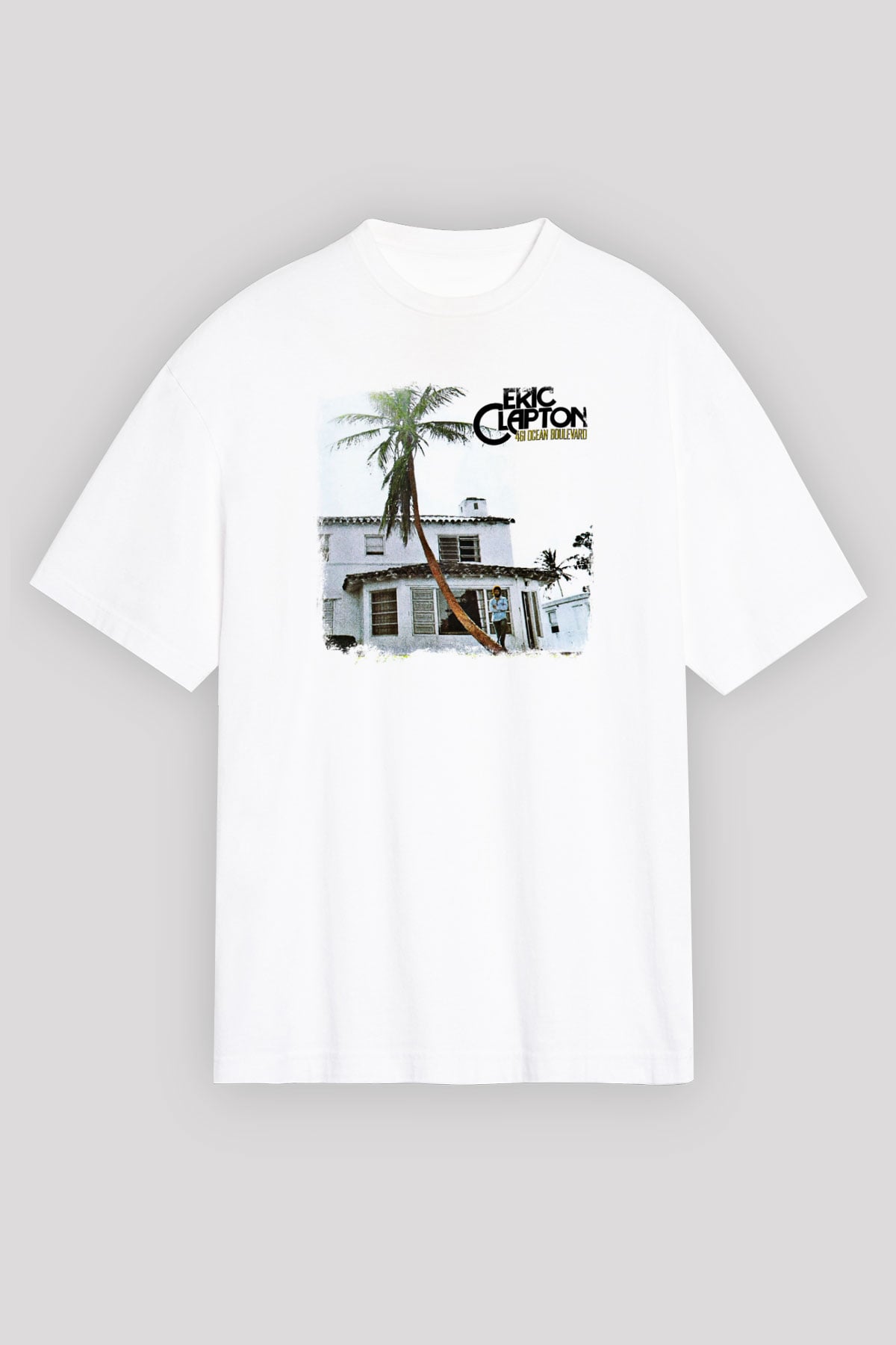 Eric Clapton Baskılı Unisex Beyaz Oversize Tişört