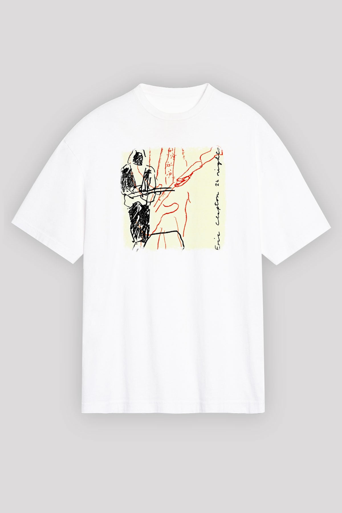 Eric Clapton Baskılı Unisex Beyaz Oversize Tişört