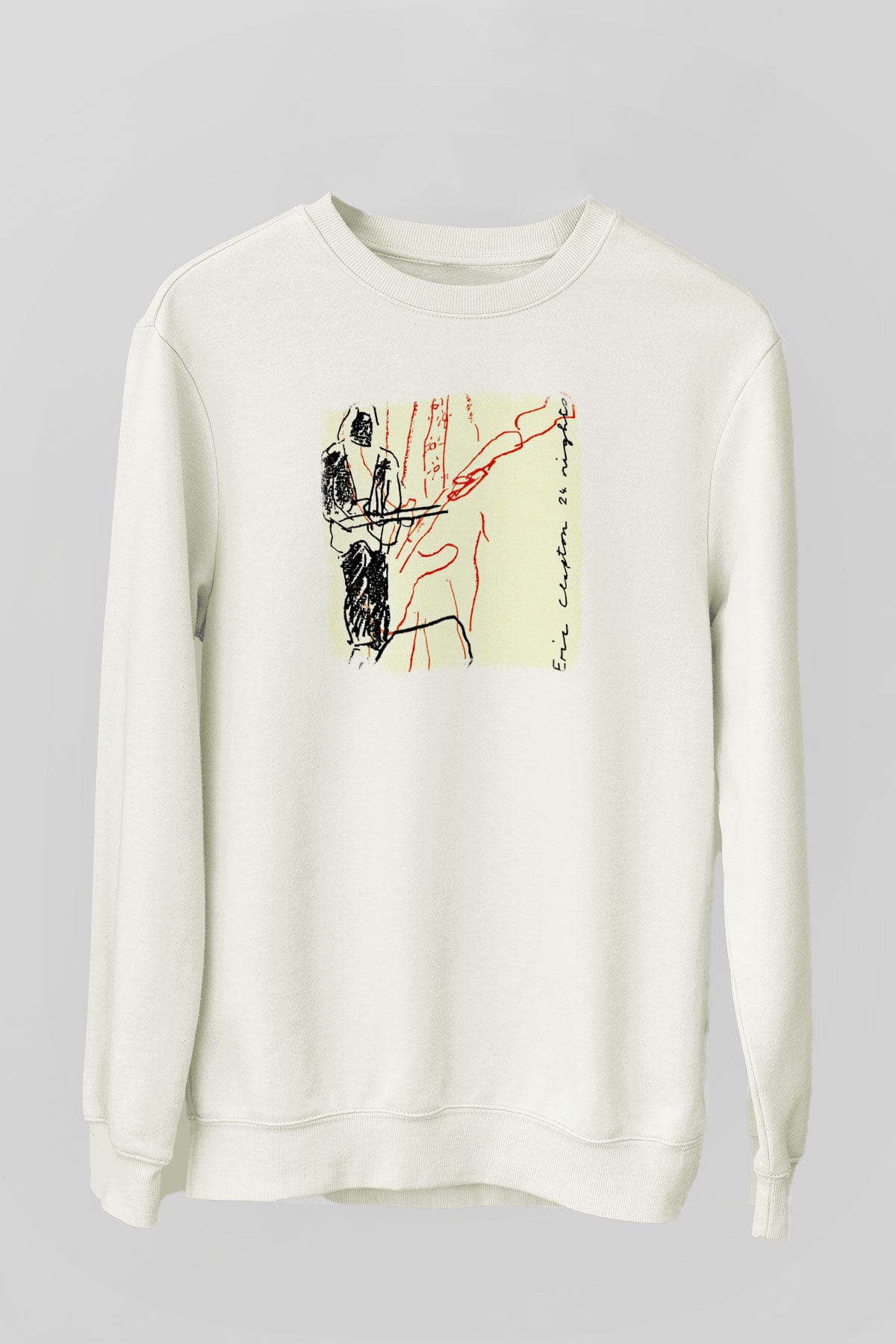 Eric Clapton Baskılı Unisex Beyaz Sweatshirt
