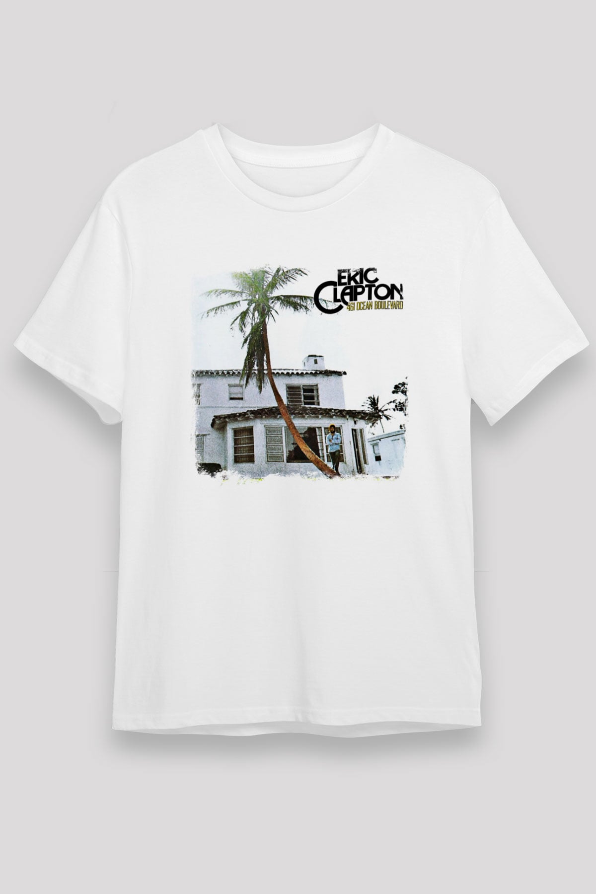 Eric Clapton Baskılı Unisex Beyaz Tişört
